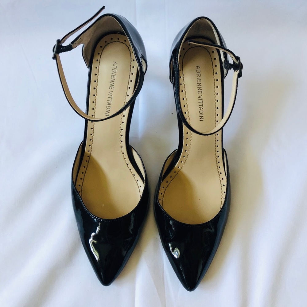 Adrienne Vittandini black patent leather pumps